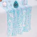 Light Baby Blue Sequin Table Runner 1 Piece 10 Ft (17x120 Inch) - for Dessert Table or Multiple Kids Tables Iridescent Runner for Frozen Mermaid Princess Unicorn Ocean Birthday Party Decor
