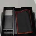 Center Console Organizer Tray Compatible with 2024 Ford Ranger & Ranger Raptor Interior Accessories, Coin Container Armrest Storage Box(Electric handbrake Version), Red