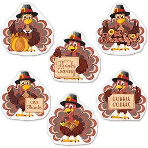 6 Pcs Thanksgiving Bathroom Rug Thanksgiving Turkey Bath Mat Bathroom Decor Farmhouse Turkey Rugs Non Slip Bath Doormat 16 x 16 Inches for Holiday Kitchen Living Room Home