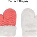Kids Toddler-Winter-Knit-Mittens Warm Thick Fleece Snow Gloves for Cold Weather Outdoor 2-6Years Boys Girls (Pink)