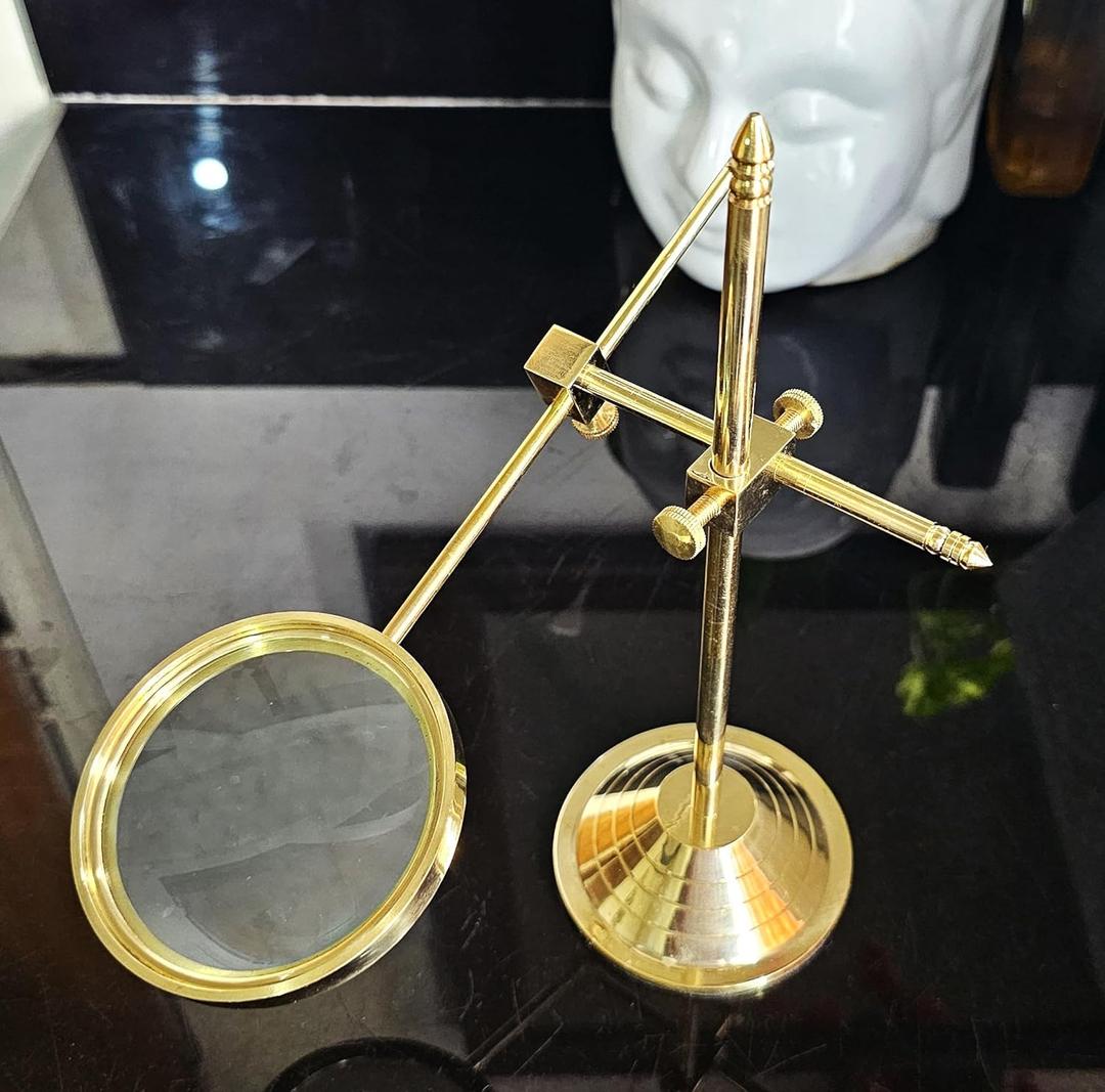 Brass Table Magnifier Magnifying Reading Glass with Stand