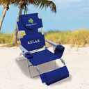 Tommy Bahama 4-Position Face-Opening Read Through Lounger with Ottoman, Portable Folding Beach Chair, Navy