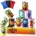 12 Pcs Halloween Party Games for Kids Adults Halloween Carnival Bean Bag Toss Games Metal Cans with 3 Bean Bags in Gift Box Boo Basket Stuffers Gifts for Holiday Trick or Treat Party Supplies