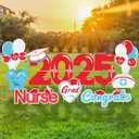 Quera 14 Pcs Nurse Graduation Yard Signs with 28Pcs Stakes Grad Cap Lawn Sign Waterproof Congrats Grad Lawn Decorations Medical Nursing Graduation Party Lawn Decor supplies