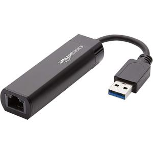 Amazon Basics USB 3.0 to 10/100/1000 Gigabit Ethernet Internet Adapter, Compatible with Windows and macOS, Black