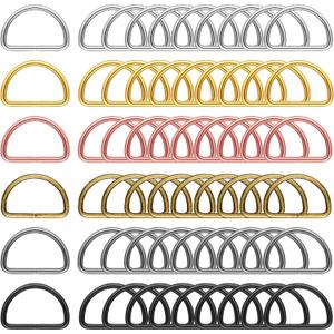 60 Pieces Metal D Rings D-Shape Buckle Clips Multi-Purpose Mixed Color D-Rings for DIY Accessories (1 Inch, Assorted Color)
