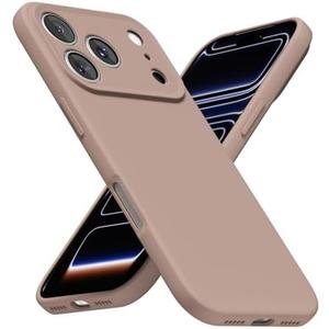 LoeoeL for iPhone 17 Pro Max Phone Case Silicone, Minimalist Ultra Thin Slim Soft Rubber Gel Solid Color Matte TPU Cute Case for Women Men, Girly Plain Aesthetic Design & Camera Cover, Brown Fall