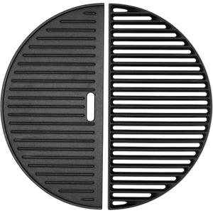 18" Half Moon Cooking Grate for Kamado Joe Classic I, II, III, Large Big Green Egg, Half Moon Reversible Griddle for Vision Grill B-11N1A1-Y2A, VGKSS-CC2, Stand-Alone Solo Stove Grill