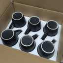 Lifecapido Set of 6 Modern Black Ceramic Coffee Mugs, 16 Ounce Capacity, Perfect for Home Use