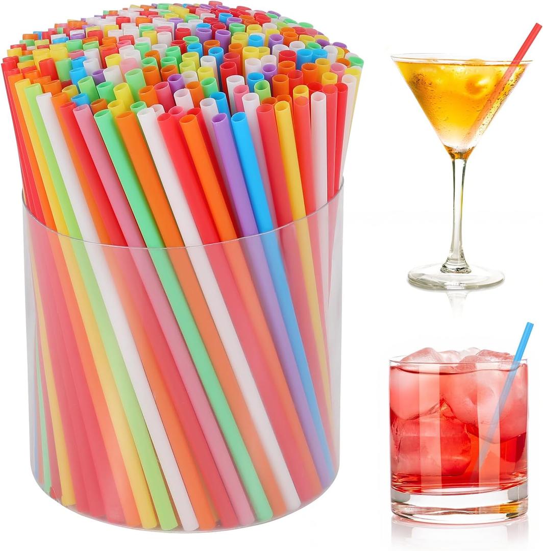 [1000 Pcs] Colorful Disposable Cocktail Short Straws - 5 Inch Length 0.16 Inch Diameter Coffee & Cocktail Stirrers Plastic Bulk Straws for Whiskey,Bar,Club,Soda,Cocktail,Party