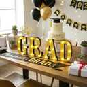 GRAD Marquee Number Lights Black and Gold 8.07 Inch LED Signs for Class of 2026 Graduation Decorations, Battery Operated Senior Prom & College Commencement Ceremony Photo Prop Background