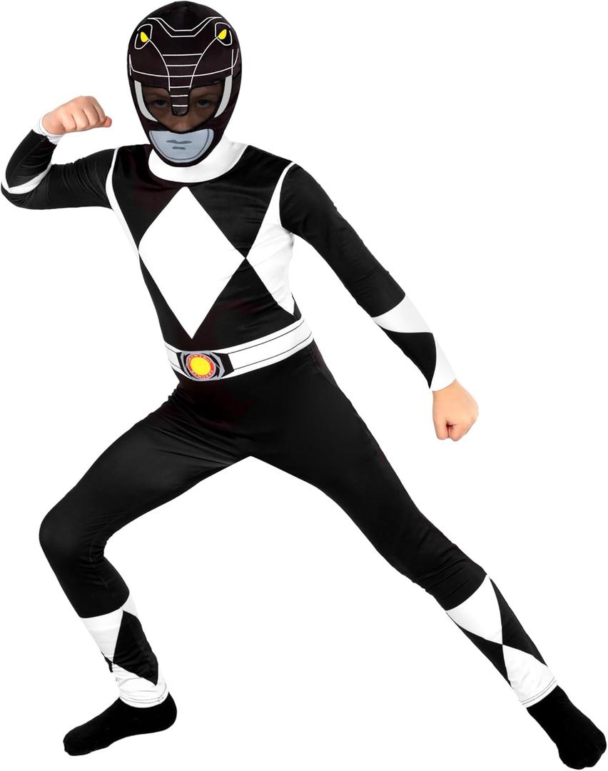 Morphsuits Black Mighty Morphin Power Rangers Costume Kids, Power Rangers Kids, Boys Halloween Costume, S