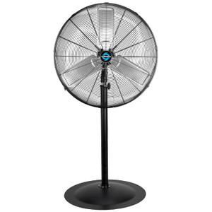 Tornado Commercial Industrial 3 Aluminum Blade Stationary Pedestal Fan, 30 Inch, Oscillating, High Velocity 8850 CFM, UL Safety Listed, Black