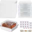 Charcuterie Box 20 Pack with Lids, Square Disposable Paper Food Containers to Go Bakery Boxes for Strawberries, Cake Slice, Desserts, Donuts, Party, Wedding, Home Use & Outdoors, White 