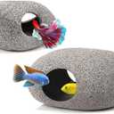 Aquarium Hideaway Rock Cave for Aquatic Pets to Breed, Play and Rest, Stackable Aquarium Cichlid Cave, Betta Hideout and House, Safe and Non-Toxic Ceramic Fish Tank Decorations