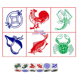 Brand: LOONELOLOONELO Gourd, Crab, Shrimp, Fish Game - Vietnamese Bầu Cua Tôm Cá Hổ Gà Trò Chơi - BAU Cua Ca Cop Vietnamese Dice Game for 2025 Asian Lunar New Year Spring Festival Party Games