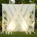 50ft12ft Ivory Backdrop Curtain for Wedding Parties, 10 Panels Wrinkle Free Polyester Photo Backdrop Drapes Back Drop Cloth for Birthday Photography Background, W5' x H12'
