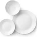 Corelle Vitrelle 18-Piece Service for 6 Dinnerware Set Triple Layer Glass and Chip Resistant, Lightweight Round Plates and Bowls Set, Winter Frost White