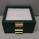 SONGMICS Jewelry Box Organizer with Glass Lid, 3-Layer Jewelry Storage, with 2 Drawers, Modern Style, 8 x 9.1 x 5.3 Inches, Forest Green and Gold Color UJBC239C01