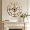 Ohweog 40 Inch Large Silent Wall Clock, Easy Assembly Roman Numeral Bronze