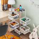 Fruit Basket for Kitchen No Assembly, Rotating Kitchen Storage Rack, Bathroom Shelf, Organizers and Storage Cart on Rolling Wheels Potato and Onion Storage Organizer (White, 5 Tier-Square)