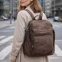 Anti-Theft Backpack Purse for Women, Convertible 3-in-1 Vegan Leather Backpack with Hidden Zipper, Adjustable Shoulder & Crossbody Bag for Travel and Daily Commute