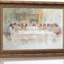 Vintage Gold Framed The Last Supper Canvas Wall Art Jesus Christian Painting Picture Wall Decor Jesus and Twelve Apostles Poster Print Artwork for Dining room Prayer Room Church Home Decortion (16"L x 12"W)