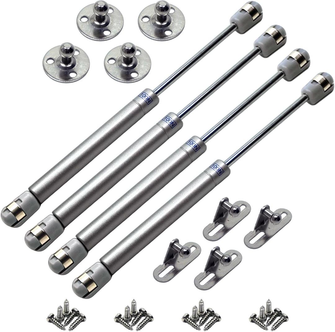 4 Pcs Gas Struts Spring Shocks, 100N/22LB 10 inch Lift Support, Lid Stay for Light Duty Cabinet, RV Bed Platform/Floor Hatch, Tool Storage Box