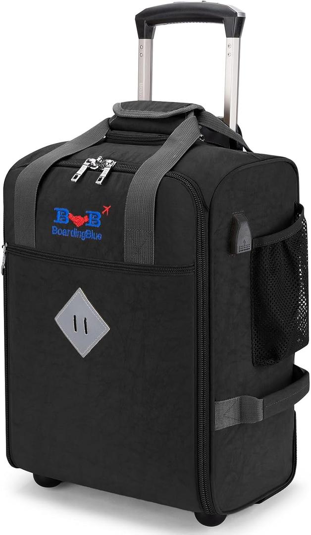For Spirit Airlines 18x14x8 Inches Personal Item Under Seat Rolling Duffle Bag Luggage Suitable For Major Airlines Including AA and Frontier (Black)