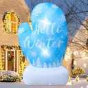 4.9FT Christmas Inflatable Snowflake Mittens Outdoor Decoration Hello Winter Sign Decor Blue Gloves Xmas Blow Up with 2 Lights for Yard Lawn Garden Winter Wonderland Frozen Birthday Party Decorations