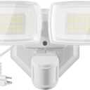 Onforu 32W Plug in Motion Sensor Lights Outdoor, 3200LM Motion Flood Light Dusk to Dawn, IP65 Waterproof Led Security Light Outside, 2 Heads Motion Activated Wall Light for Garage, Porch, Yard - White