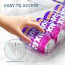 Soda Can Dispenser for Refrigerator with Lids, Stackable Drink Organizer for Fridge, Clear Plastic Refrigerator Organizer Bins, Beverage Can Holders for Pantry, Freezer, Kitchen, Cabinets Set of 2