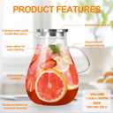 1 Gallon Glass Pitcher with Lid and Handle, Hot & Cold Water Jug, Extra-Wide Mouth Beverage Carafe for Juice, Iced Tea & Drinks