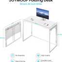 JOYMOOP White Folding Desk - 40", No Assembly Middle Size Foldable Desk for Home, Office, Wooden Top Folding Computer Desk for Working, Writing, Studying