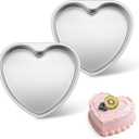 E-far 6 Inch Heart Cake Pan, 2Pcs Stainless Steel Small Heart Shaped Cake Mold, Cake Tin Baking Pan for Valentine's Day Anniversaries Wedding, Non-Toxic & Dishwasher Safe