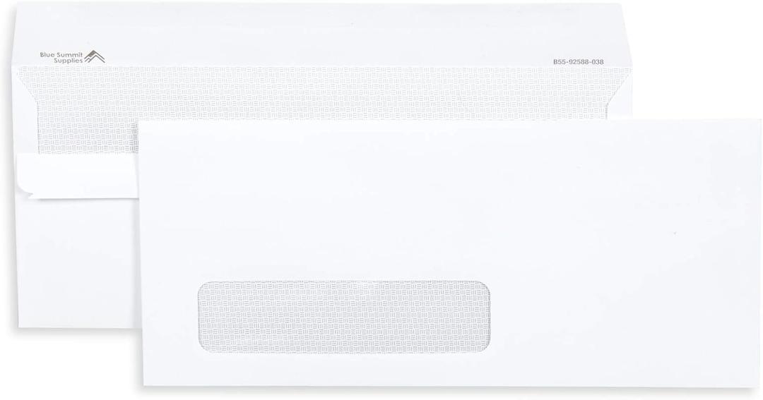 Blue Summit Supplies 500#10 Single Window Security Envelopes Flip and Seal, Designed for QuickBooks Invoices and Business Statements, Number 10 Size 4 1/8 X 9 1/2, 500 Pack