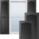 Ekena Millwork Lifetime Vinyl LL1S12X04800BL Standard Cathedral Top Center Mullion, Open Louver Vinyl Shutters, w/Installation Shutter-Lok's & Matching Screws (Per Pair), 12"W x 48"H, Black