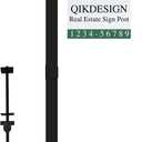 Vinyl PVC Real Estate Sign Post 6' Tall (Connected type), Black Realtor Yard Sign Post with Flat Cap for Open House, 36" Arm Holds Up to 24" Sign