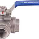 DERNORD 3-Way Ball Valve, T Mounting Pad, Stainless Steel 304 Female Type with Vinyl Locking Handle (3/4 Inch NPT)