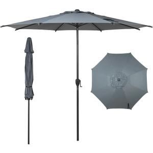 Abba Patio 9FT Lyon Outdoor Patio Umbrella Outdoor Table Umbrella with Push Button Tilt and Crank Market Umbrella 8 Sturdy Ribs UV Protection Waterproof for Garden Deck Backyard Pool Grey