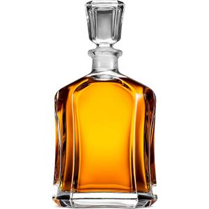Paksh Capitol Glass Decanter with Airtight Geometric Stopper - Whiskey Decanter for Wine, Bourbon, Brandy, Liquor, Juice, Water, Mouthwash. Italian Glass | 23.75 oz