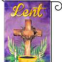 WATINC Lent Christian Garden Flag - 12 x 18 Inch Holy Week Religion Cross Holiday Farmhouse House Yard Flag for Ash Wednesday, Easter Seasonal Double Sided Outdoor Decoration for Porch Lawn (Purple)