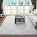 Ophanie 5x8 White Rugs for Living Room, Fluffy Fuzzy Plush Soft Carpets, Shaggy Area Rugs for Bedroom, Carpet for Dorm Nursery Home Decor Aesthetic