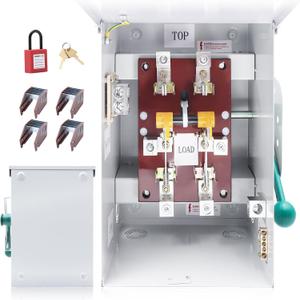 200A Generator Transfer Switch General Duty Double-Throw Safety Switch 48000W, 120/240-Volt 200 Amps Manual Transfer Switch Compact Design NEMA 3R Rainproof Non-fusible Two-Pole Three-Wire