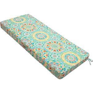 FUNHOME Outdoor Bench Cushion 45 x 18 Inch,Water-Repellent Patio Furniture Swing Cushion,Patio Loveseat Cushion with Handle and Straps, Garden Sofa Settee Couch Swing Pads 1 Pack, Cyan Circle