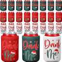 24 Pcs Christmas Can Cooler Sleeves 12 oz Drink Me Beer Drink Bottle Cooler Sleeves Reusable Beverages Can Insulated Covers for Soda Drinks Christmas Holiday Party Supplies