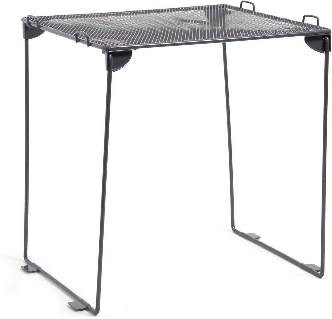 U Brands Wire Mesh Locker Shelf Organizer, Stackable, Dusty Black, 12", 11" x 10" x 12"