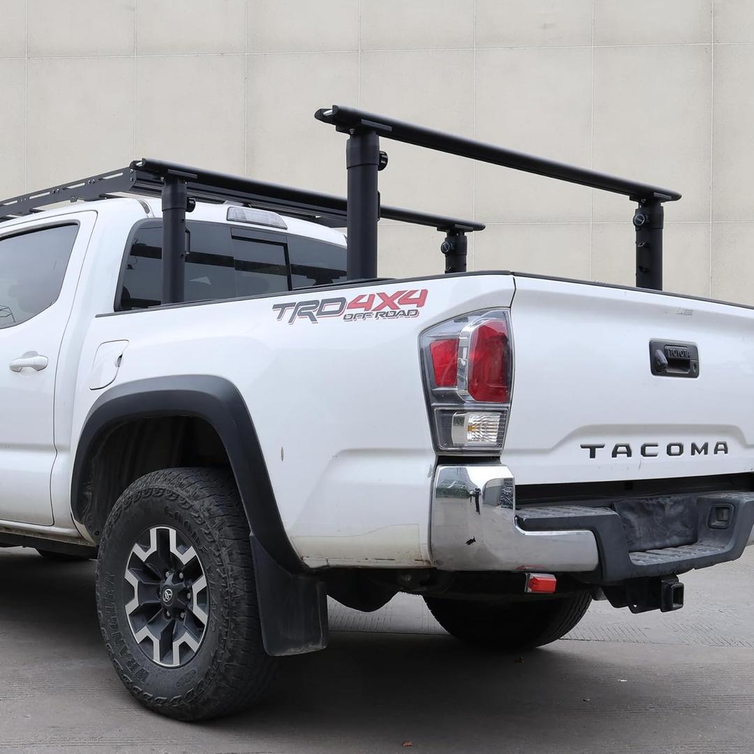 Truck Bed Rack for Tacoma/Gladiator with Tonneau Cover Pickup Ladder Racks Height-Adjustable Utility Aluminum Bed Rack