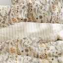 Nayoroom Beige Floral Duvet Cover Queen Size Vintage Floral Duvet Cover Spring Botanical Flowers Printed Cottagecore Bedding Set 3 Pieces Soft Lightweight Microfiber Pastoral Aesthetic Bedding Sets