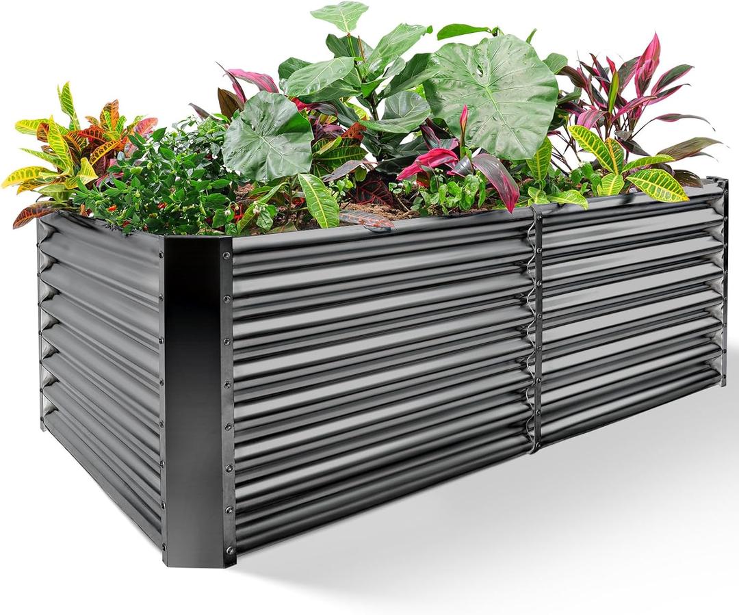 Land Guard 842 ft Galvanized Raised Garden Bed Kit, Galvanized Planter Raised Garden Boxes Outdoor, Large Metal Raised Garden Beds for Vegetables(Grey)